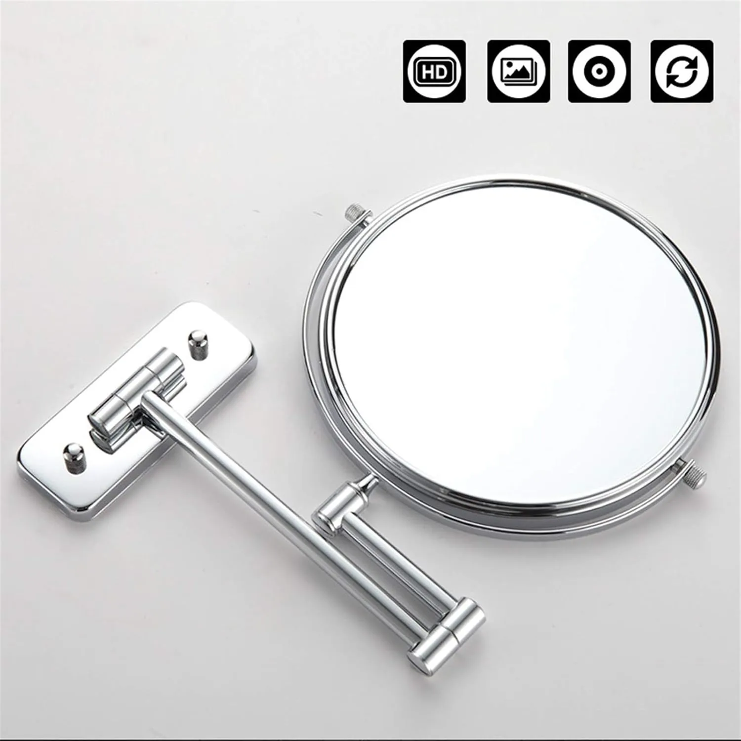 Wall-Mounted Folding Vanity Mirror,Beauty Mirror 8-inch Bathroom Cosmetic Mirror,5X Double-Sided Mirror,360 Rotation (Size : 7 Times Magnification)