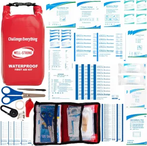 Waterproof Marine First Aid Kit 210Pcs - Emergency Boat Safety Supplies for Fishing, Kayaking with Roll Top Design