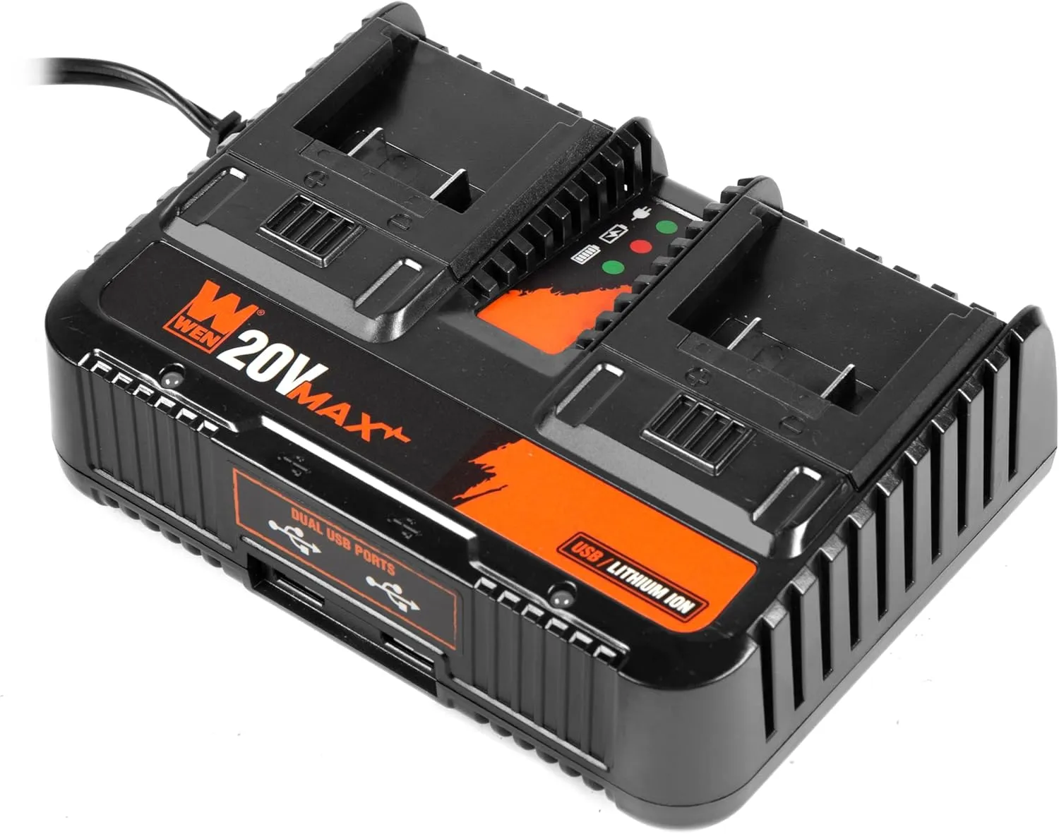 WEN 20V Max 2.3-Amp Dual Port Lithium-Ion Battery Charger with USB Ports (20200D)