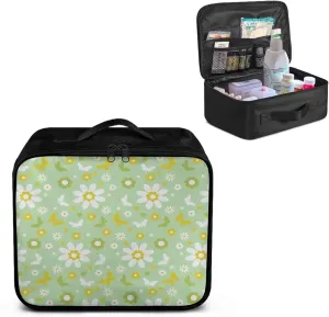 White Daisy First Aid Kit Bag Empty Medium Medical Kit Bag Medicine Pouch for Travel Medical Supplies Organizer Bag Emergency Kit for Car School Home Office Hiking Camping First Aid Kits