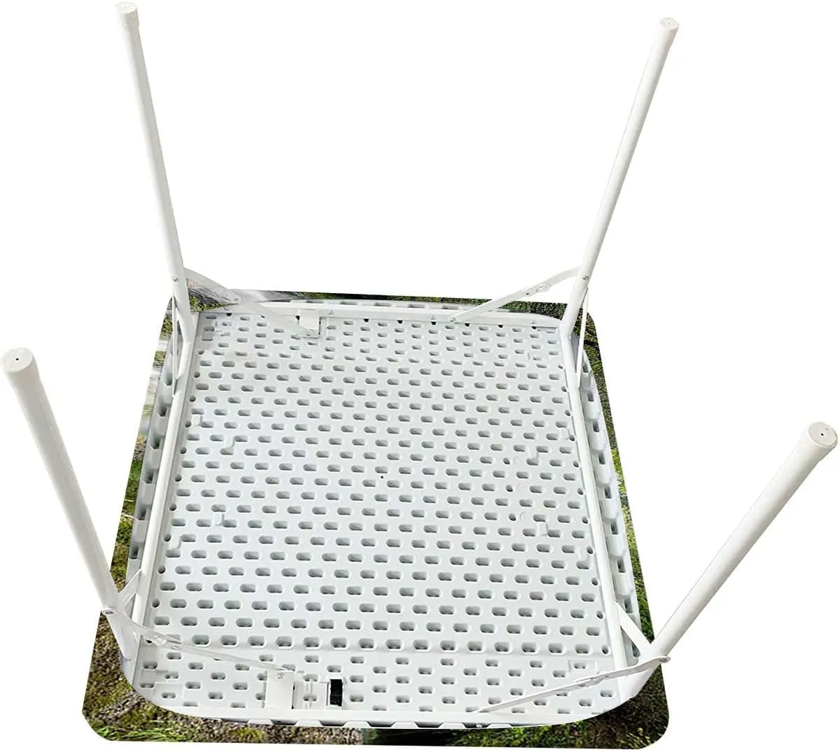 White Green Elastic Fitted Tablecloth Waterfall Down The Cliffs Deep in Forest for Dining Tables,Buffet Parties and Camping Scenery Fits up 5 Foot Tables