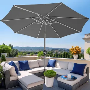 wikiwiki 10 FT Aluminum Outdoor Patio Umbrella, 5-YEAR Fade-Resistant Outdoor Market Table Umbrella with Push Button Tilt, for Pool, Deck, Garden and Lawn, Dark Grey