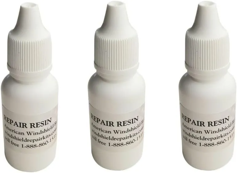 Windshield Repair Resin 3 Pack 15ml Bottles with Built in Dropper - 150 Repairs or More - Cracked Glass Rock Chip Repair Resin - for Windshield Chip Repair Kit Bridge Injector