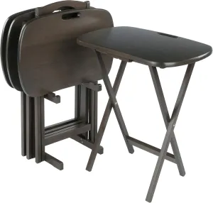 Winsome Lucca Snack Folding Table Set, 22.8-inch x 15.6-inch, Oyster Gray (16577)