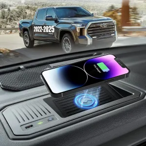 Wireless Charger for Toyota Tundra 2022 2023 2024 2025, OEM Custom Fit with USB Port Wireless Phone Charging Pad for Tundra TRD Pro 1794 Edition Platinum SR SR5 Limited Interior Accessories