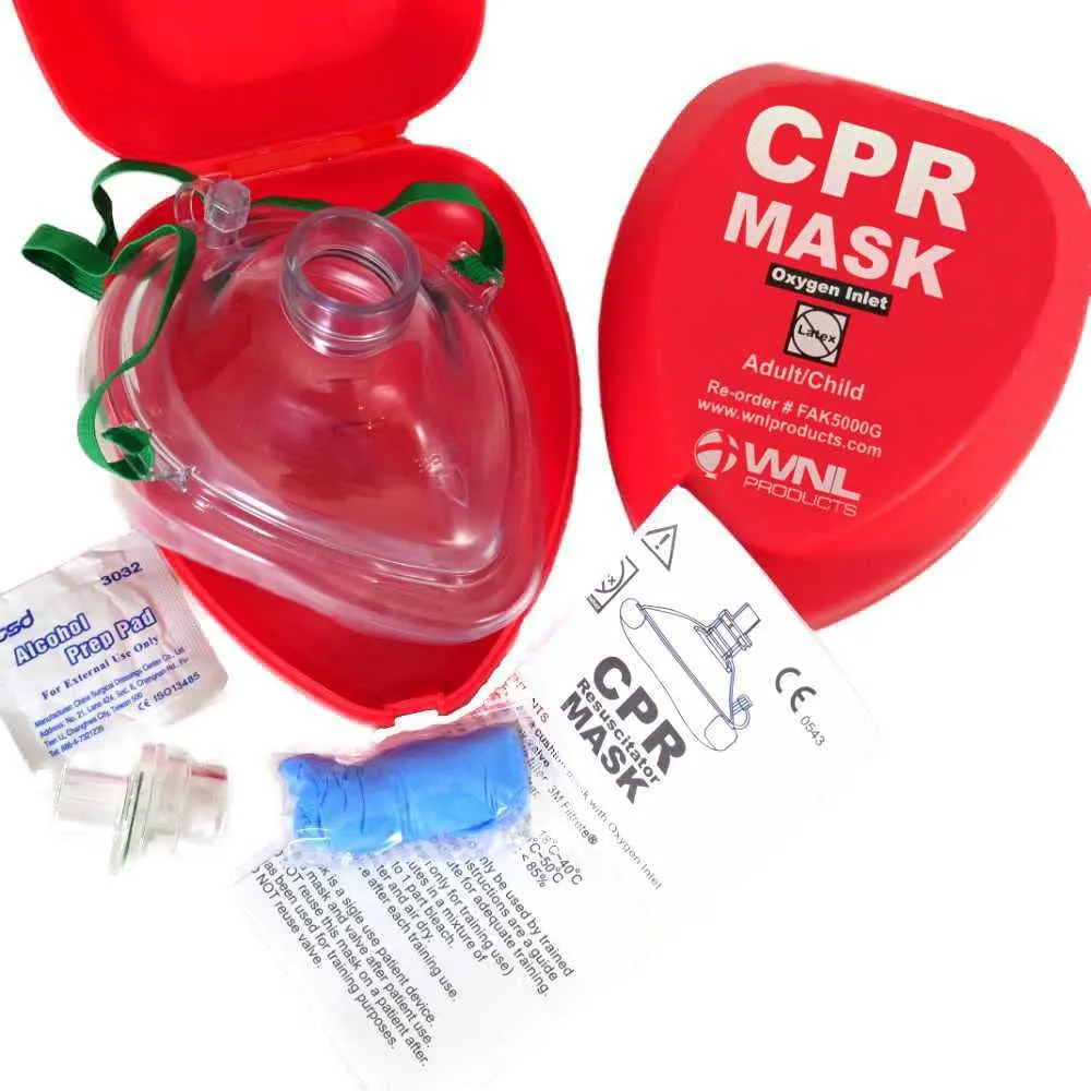WNL Products CPR Rescue Mask, Adult/Child Pocket Resuscitator, Hard Case Kit with Belt Clip 2-Pack