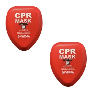WNL Products CPR Rescue Mask, Adult/Child Pocket Resuscitator, Hard Case Kit with Belt Clip 2-Pack