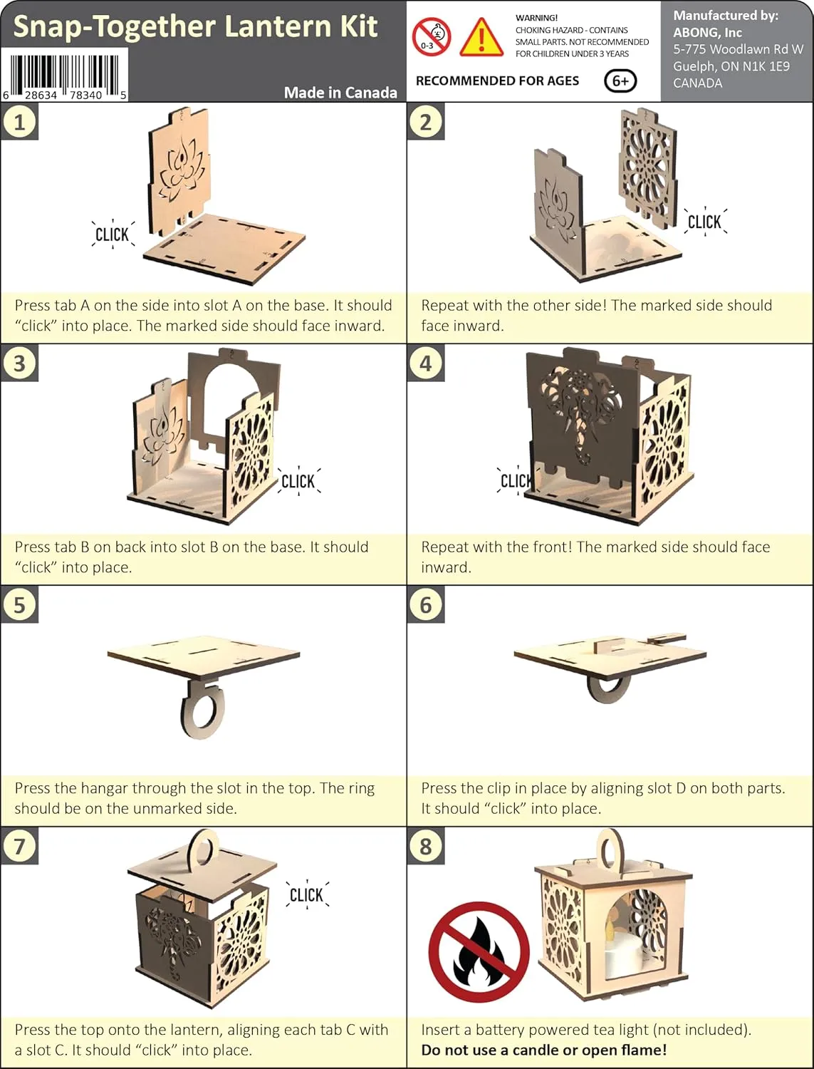 Wooden Light Kit Puzzle – 10 Pack - Night Light Craft Kit - Snap Together Desk Sized Light–Educational Wooden Puzzle Toy - Birthday Gift – Diya Lantern Puzzle