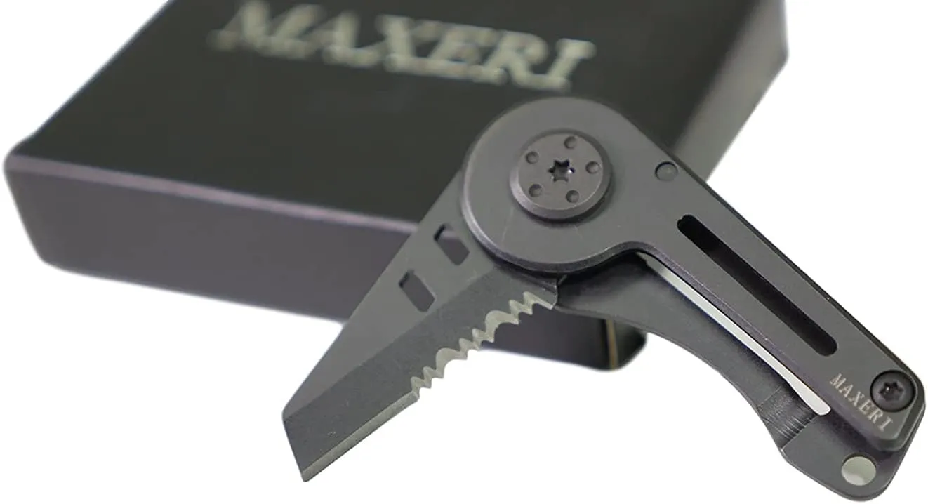 World's Smallest All Purpose Pocket Knife, Premium Heat-Treated Stainless Steel Blade, Micro Slim Minimalist Design, Ideal Every Day Carry (Serrated Blade)