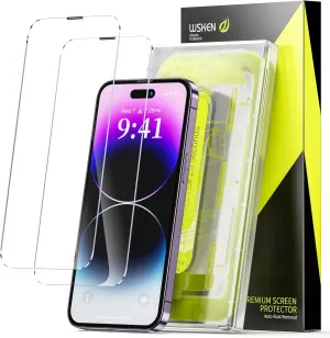 WSKEN for iPhone 14 Pro Screen Protector (6.1 inch),[Auto-Dust Removal] Full Coverage Screen 2.5D Edge 10s HD Tempered Glass Film with Dust Clean Installing House 2022 5G - 2 Pack