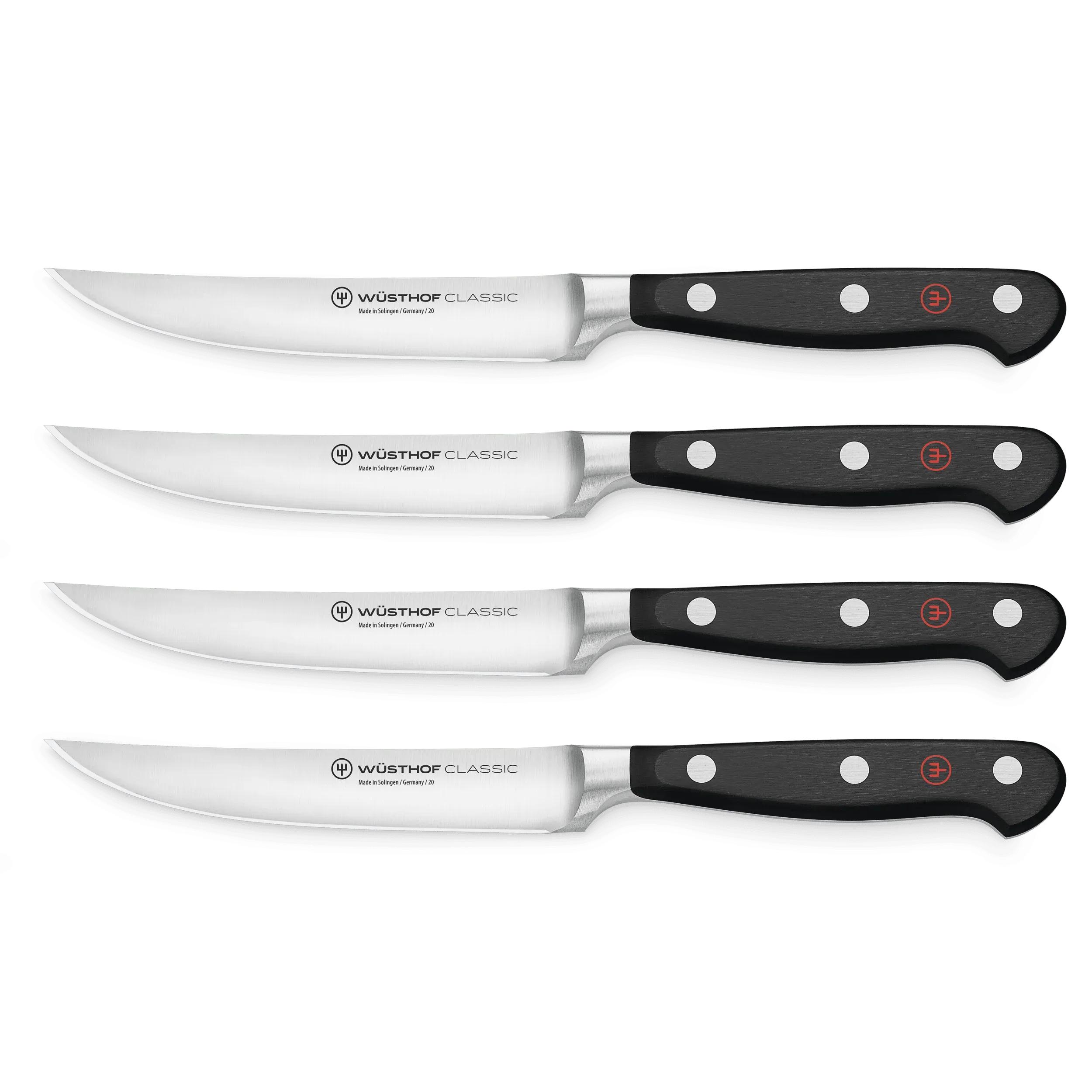 Wusthof Classic Four Piece Stainless Steel Steak Knife Set, Black