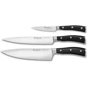 Wusthof Classic Ikon Three Piece Chef's Set | 3.5" Paring, 6" Utility, and Chef's Knife