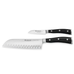 Wusthof Classic Ikon Two Piece Asian Chef's Set | 3" Paring Knife and 7" Santoku
