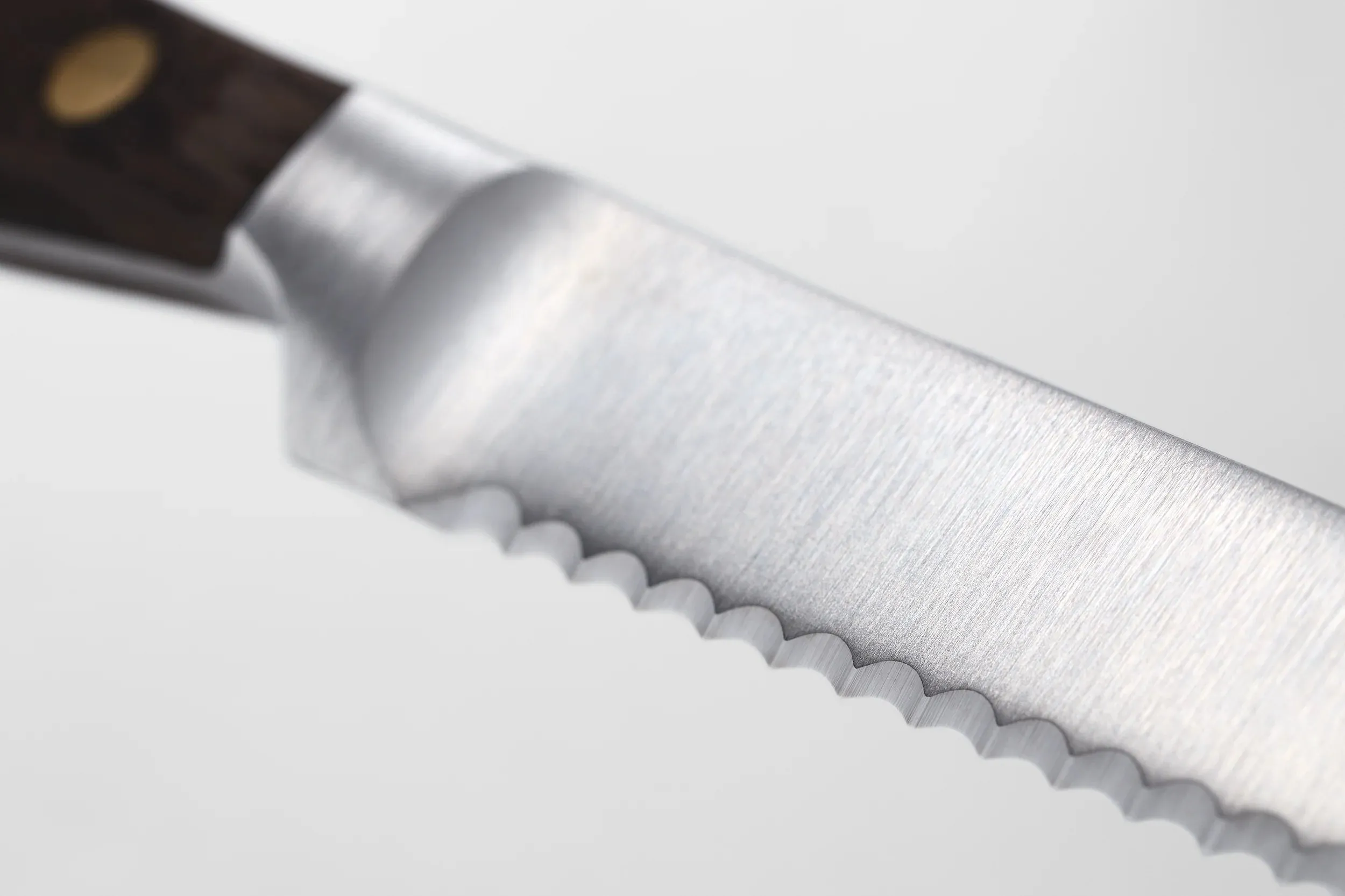 Wusthof Crafter 5" Stainless Steel Serrated Utility Knife with Smoked Oak Handle
