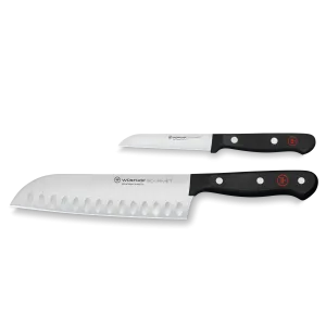 Wusthof Gourmet 2-Piece Asian Chef's Set | 3" Paring Knife and 7" Santoku, Black