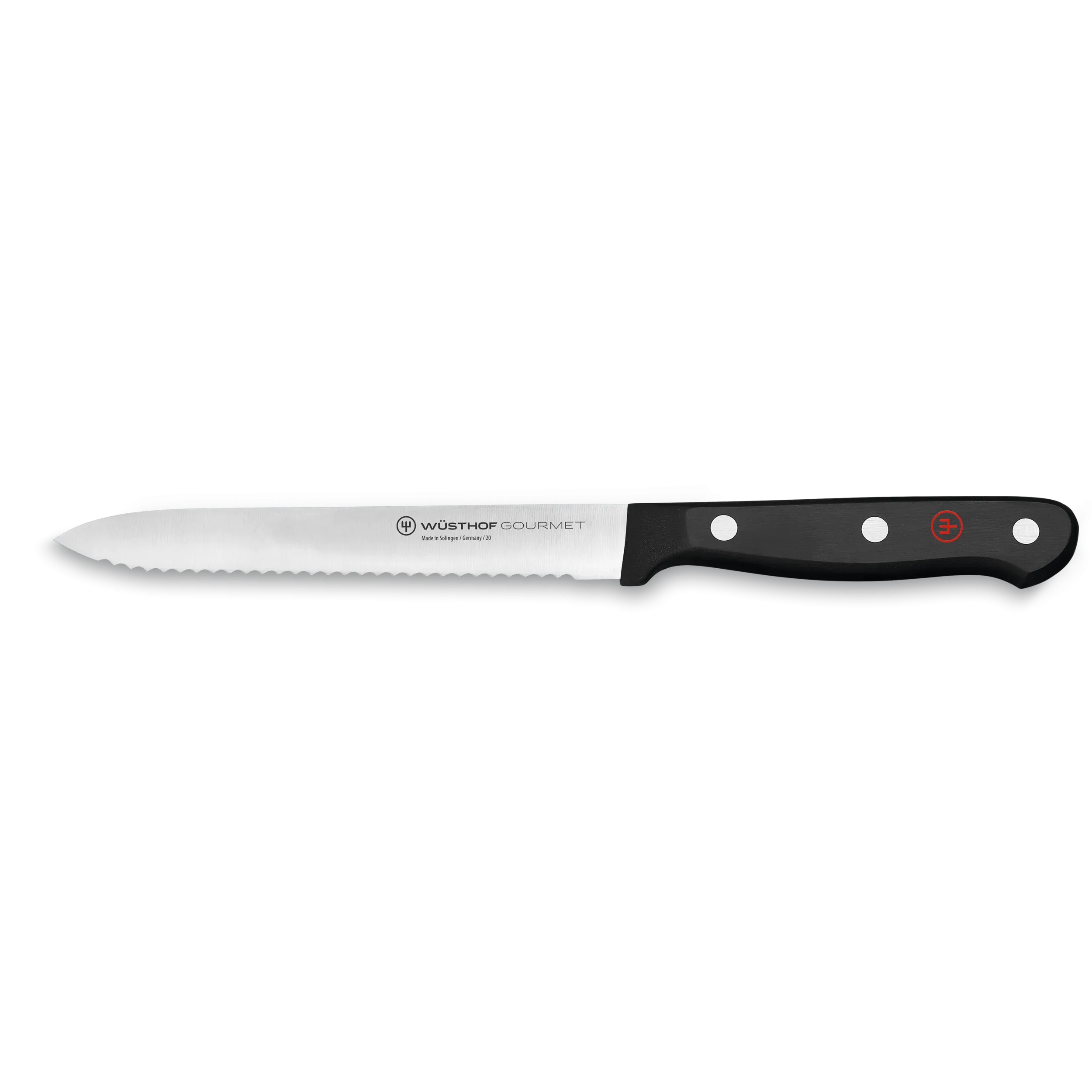Wusthof Gourmet Stainless Steel Serrated 5" Utility Knife with Black Handle