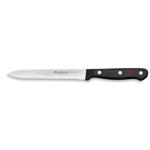 Wusthof Gourmet Stainless Steel Serrated 5" Utility Knife with Black Handle