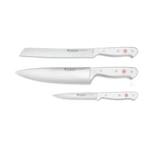 Wusthof Gourmet White Three Piece Chef's Knife Set | Stainless Steel with White Handles