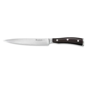 Wusthof Ikon Blackwood 6" Stainless Steel Utility Knife with Brown Handle