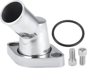 X AUTOHAUX 1set 45° Aluminum Car Thermostat Water Neck Thermostat Housing Gasket Seal Replacement for Chevy SBC BBC 283 327 350 400 396 427 454