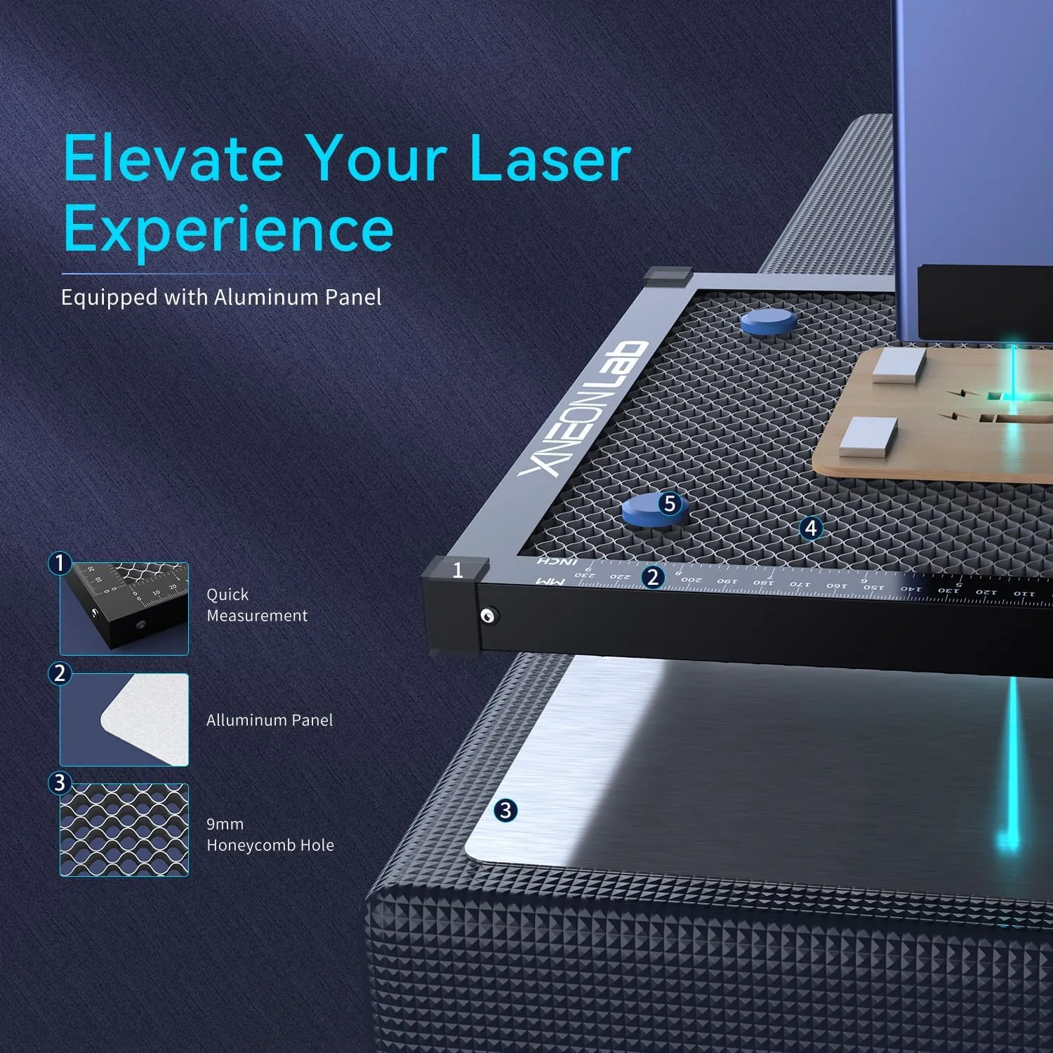 XNEONLab Honeycomb Laser Bed- 440 × 440 × 22mm Working Table with Aluminum Panel for XTool D1 /D1 Pro and Most Engraver Cutting Machine,Engraver Machine Accessories