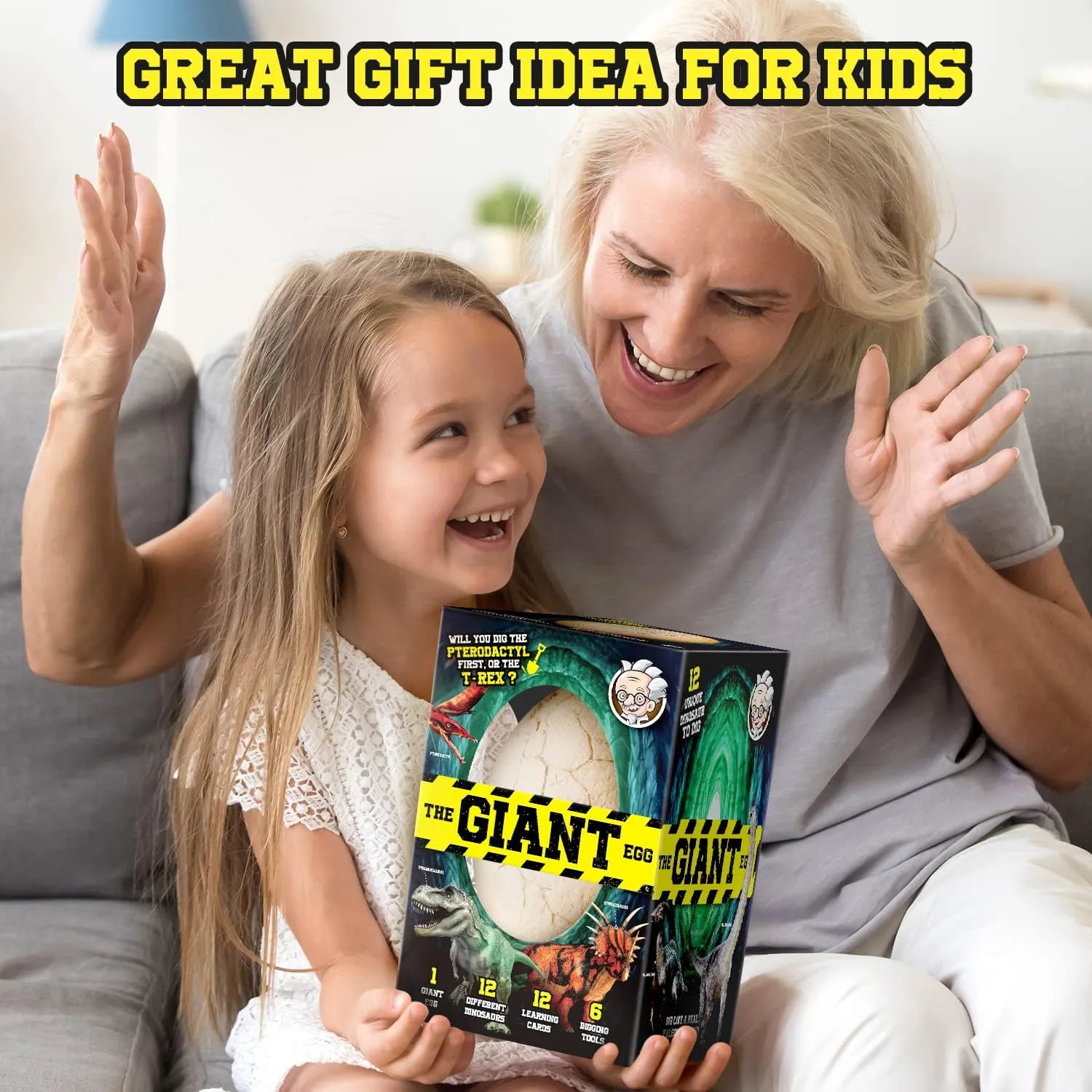 XXTOYS Dinosaur Egg Dig Kit, Unearth a Jumbo Dino Egg with 12 Unique Large Surprise Dinosaur Toys, Ideal Educational STEM Toys and Gifts for Kids Aged 5-7, Suitable for Party and Easter