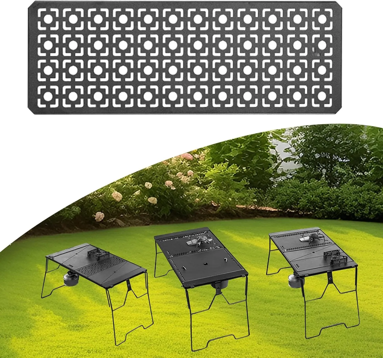Yiju Iron Grilling Table Top Board Connecting Board Sturdy Heavy Duty Picnic Furniture Parts Portable Bridge Table Plate Field Rack, Style D