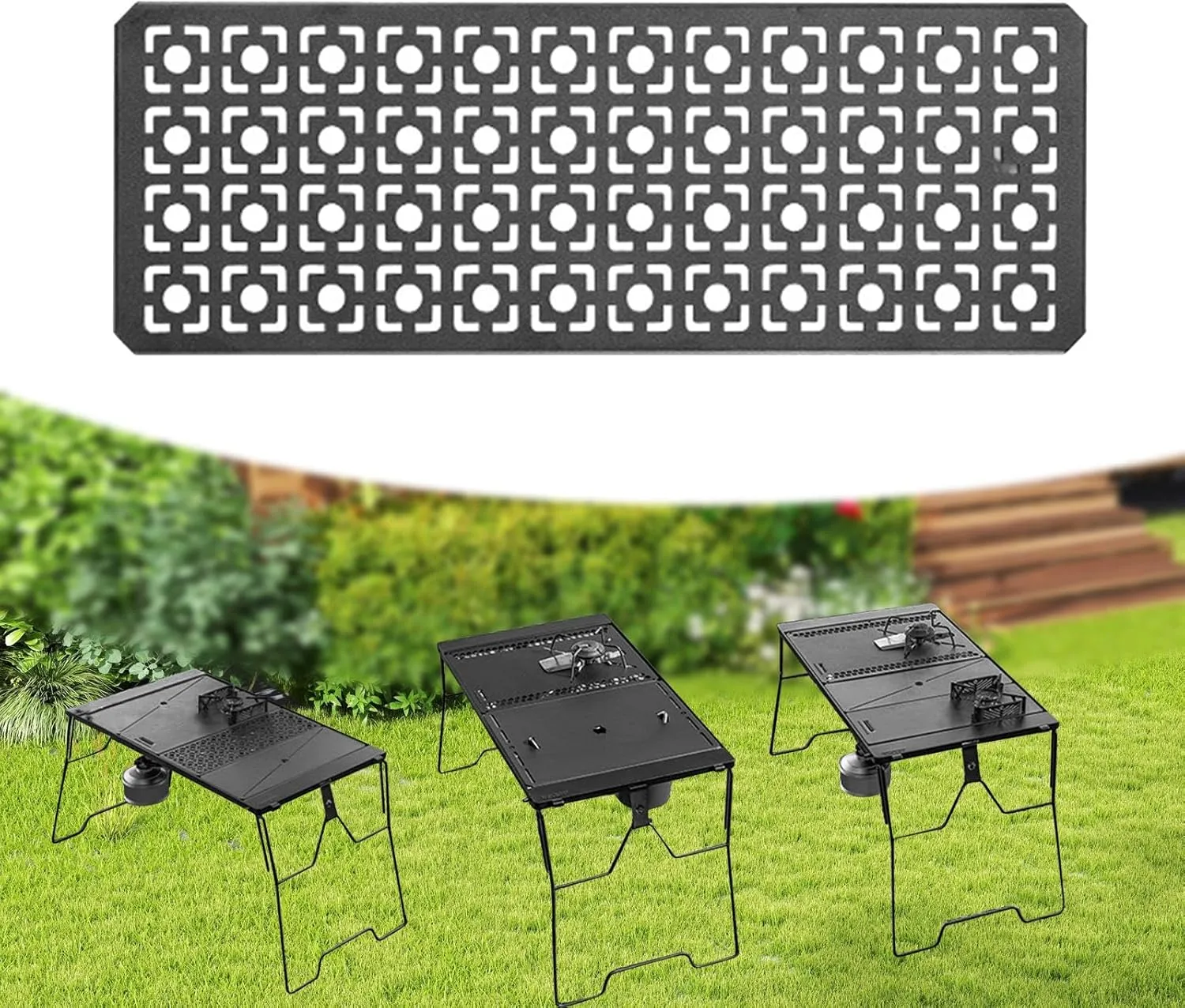 Yiju Iron Grilling Table Top Board Connecting Board Sturdy Heavy Duty Picnic Furniture Parts Portable Bridge Table Plate Field Rack, Style D