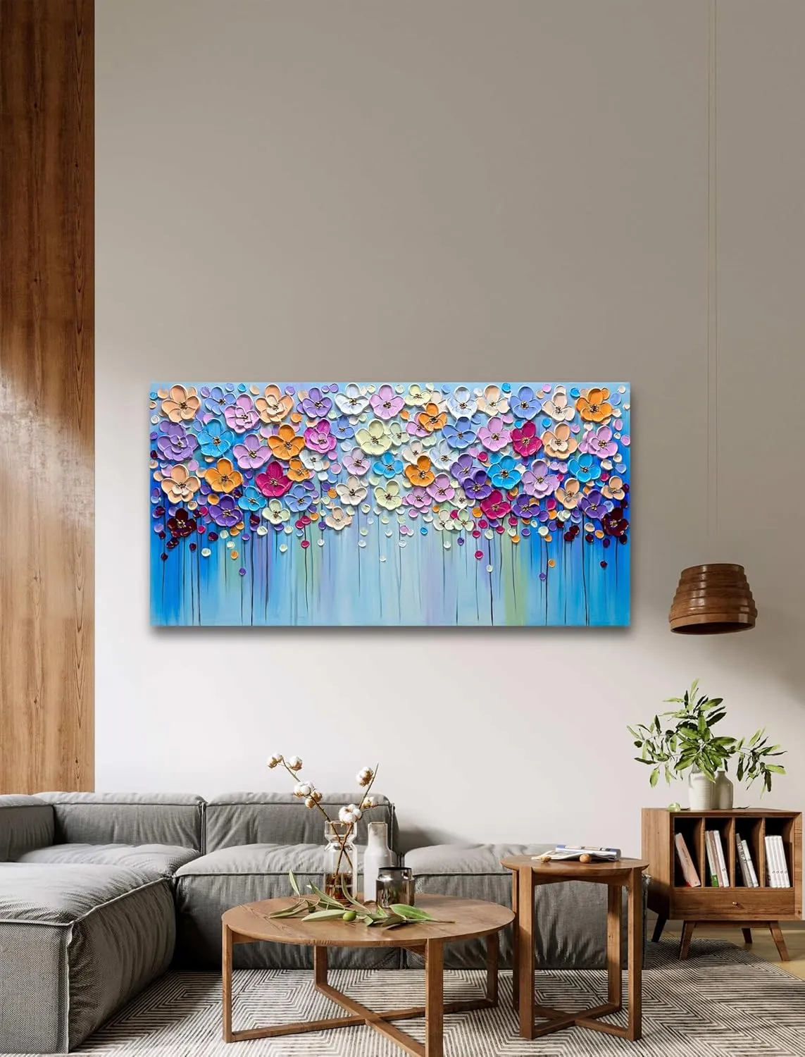 Yika Art 3D Paintings, Modern Abstract Oil Painting Hand Painted On Canvas Abstract Artwork Picture Wall Decoration for living room - Gorgeous Flowers Wall Art-30X60 Inch