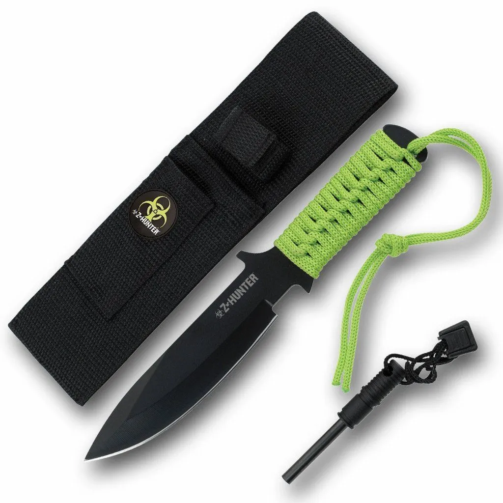 Z-Hunter Zombie Apocalypse 9" Fixed Knife W/ Fire Starter ZB005