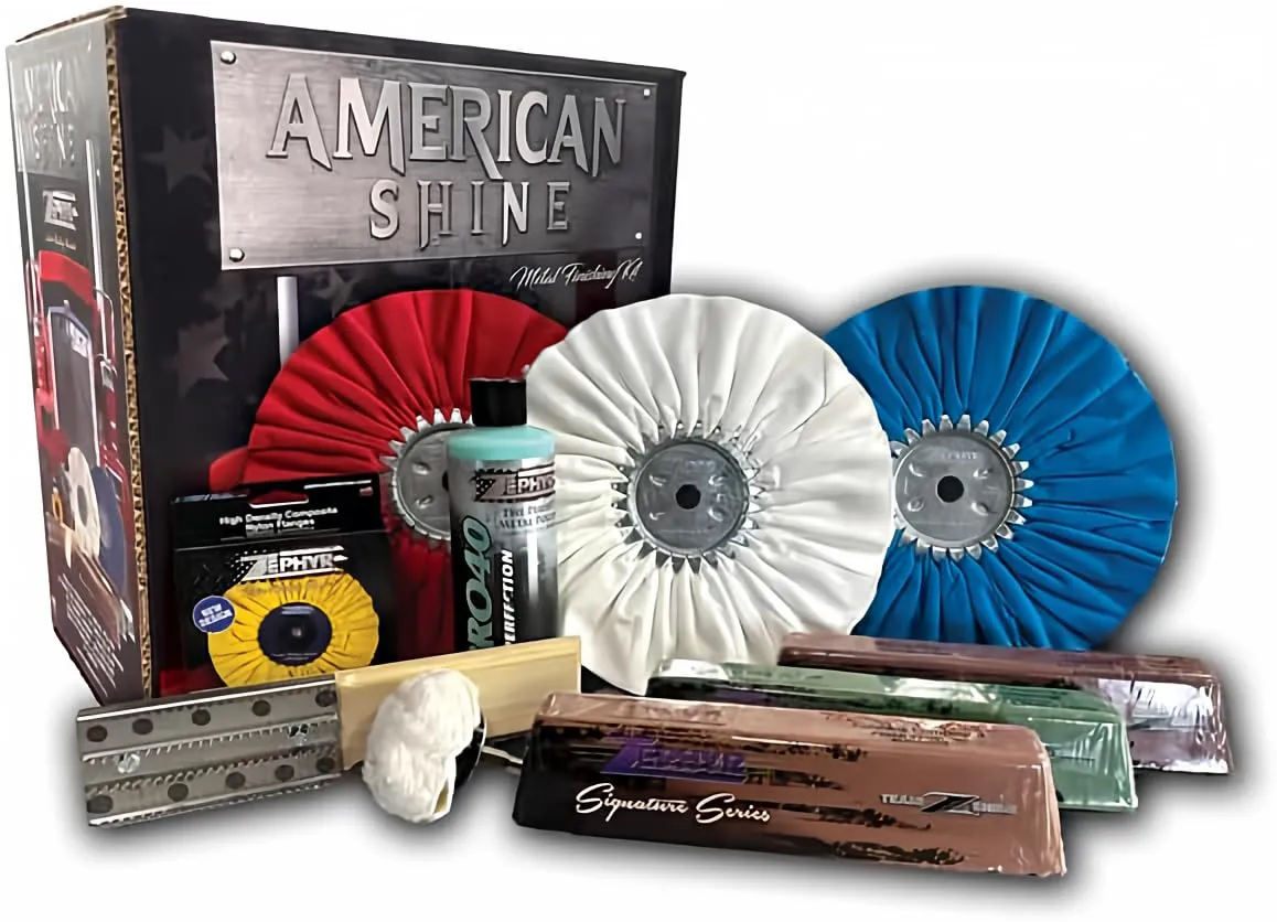 ZEPHYR Custom POLISHING Products American Shine Polishing Kit with Buffing Pads and Polishing Compound, for Big Rigs, Pontoons, and Aluminum Wheels
