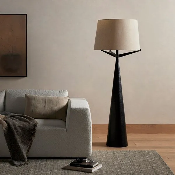 ZIGGY FLOOR LAMP-HAMMERED BLACK ALUMINUM