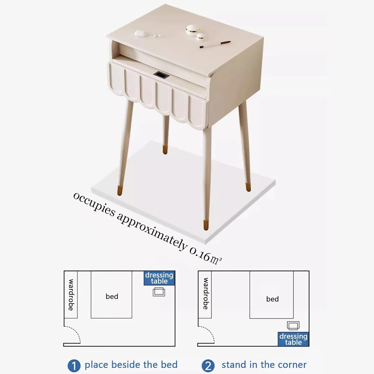 ZTGL Compact Makeup Vanity Desk Set with Flip Top Mirror, Makeup Vanity Table with Drawers, Dressing Table with Lights for Bedroom, Makeup Table with Chair Practical,A,50cm